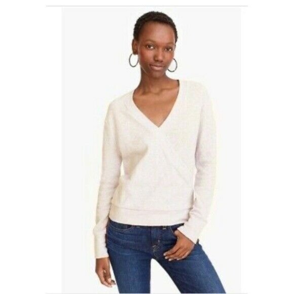 J. Crew Tops - J CREW Faux Wrap Top in Textured Crepe Bright Ivory Size Medium